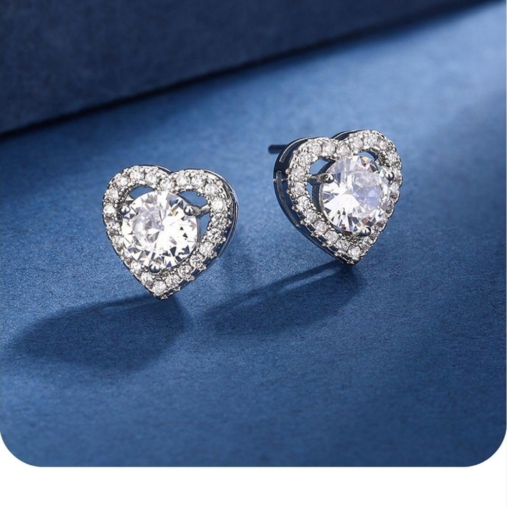 925 Sterling Silver cz  Diamond Stud Earrings